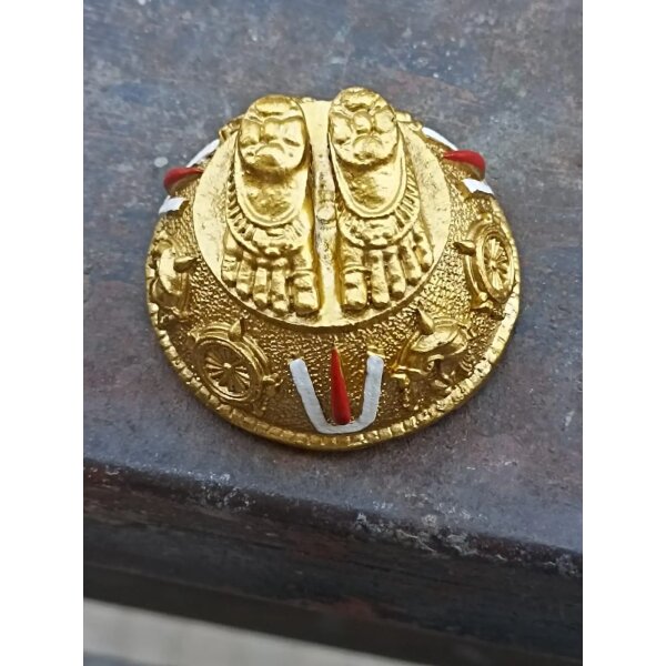 Gold Plated Antique Lord Balaji Charan Paduka