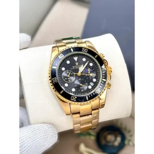 Rolex Oyster Perpetual Gold Black Chronograph Watch For Men (SW1584)
