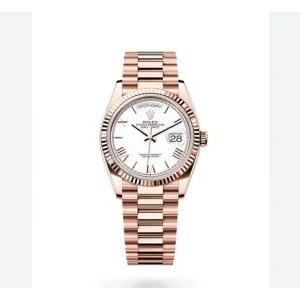 Rolex Oyster Perpetual Rose Gold and White Dial Roman Limited Edition Watch For Men (SW1588)