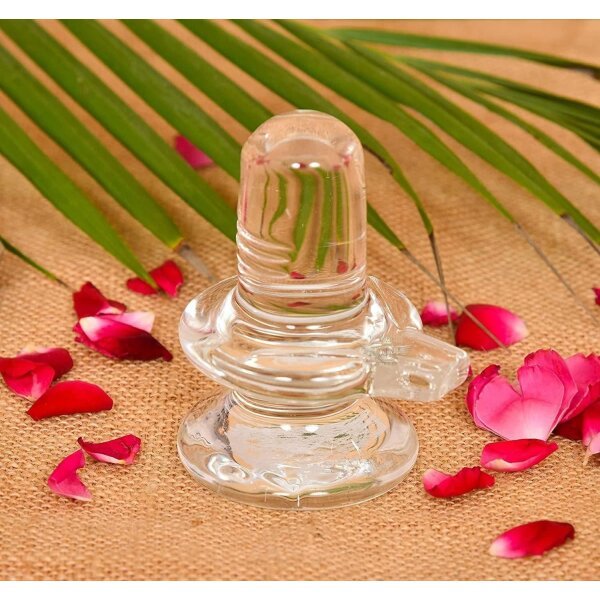 Sphatik Shivling Big Size For Home Pooja Decorative Showpiece 4 Inch, 250gm (Crystal, White)