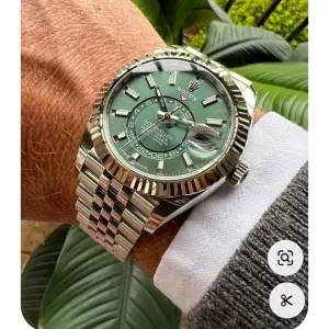 Rolex Sky-Dweller Silver Green Dial Watch For Men (SW1531)