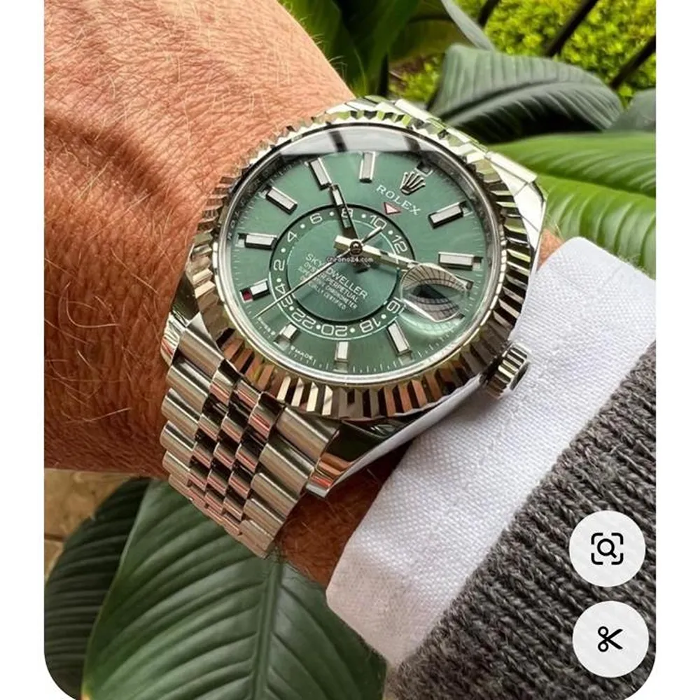 Rolex Sky-Dweller Silver Green Dial Watch For Men (SW1531)