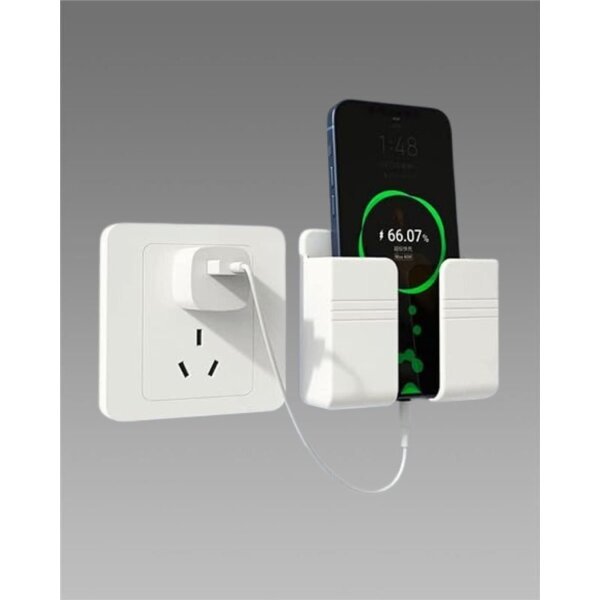 Wall Mounted Mobile Holder With Adhesive Strips& Charging Holder