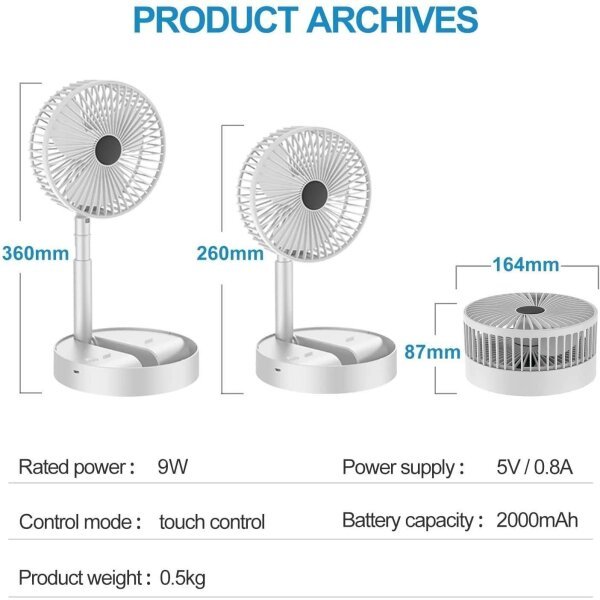 Powerful Rechargeable High Speed Table Desk Fan - Image 2