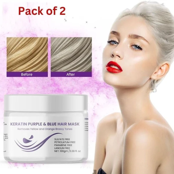 Keratin Purple And Blue Hair Mask 100g (Pack Of 2) - Image 4