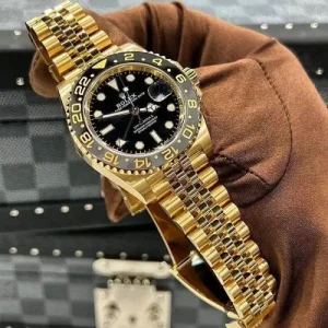 Rolex GMT Master Gold Black Watch For Men (SW1541)