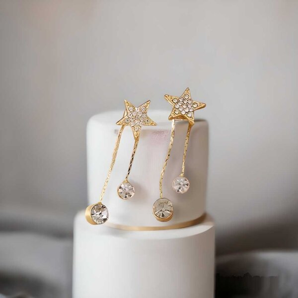 AVR JEWELS Gold Plated Korean Shining Star Stud Earrings For Women and Girls - Image 3