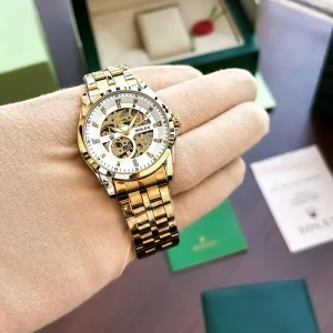Rolex Auto Gold-White Watch For Men (SW1548)