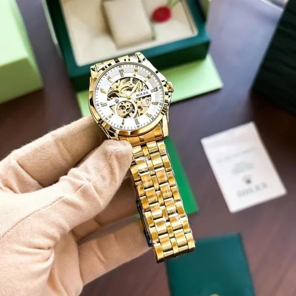 Rolex Auto Gold-White Watch For Men (SW1548) - Image 2