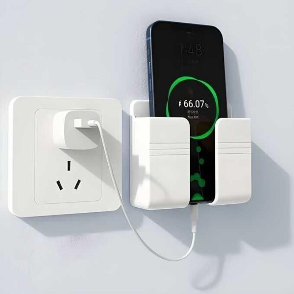 Wall Mounted Mobile Holder With Adhesive Strips& Charging Holder - Image 2