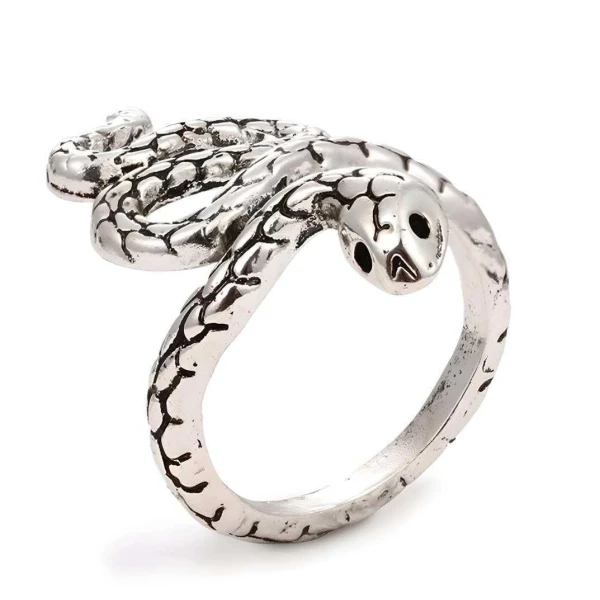 Silver and Black Color Snake Ring For Men and Women - Image 3