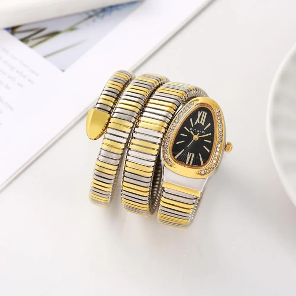 Bvlgari Watch Serpenti Snake Gold-Black For Women (SW1426)