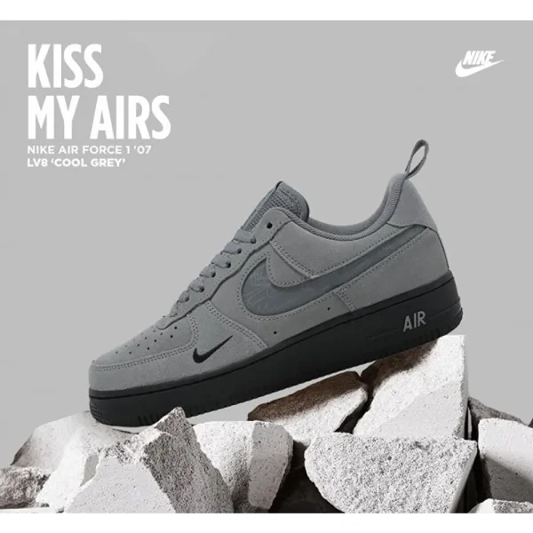 Nike Airforce 1 07 SE Reflective Swoosh Cool Grey Men Shoes (SW731) - Image 3