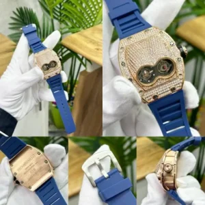 First Copy Richard Mille Watch Blue Full Diamond Iced (SUP673)