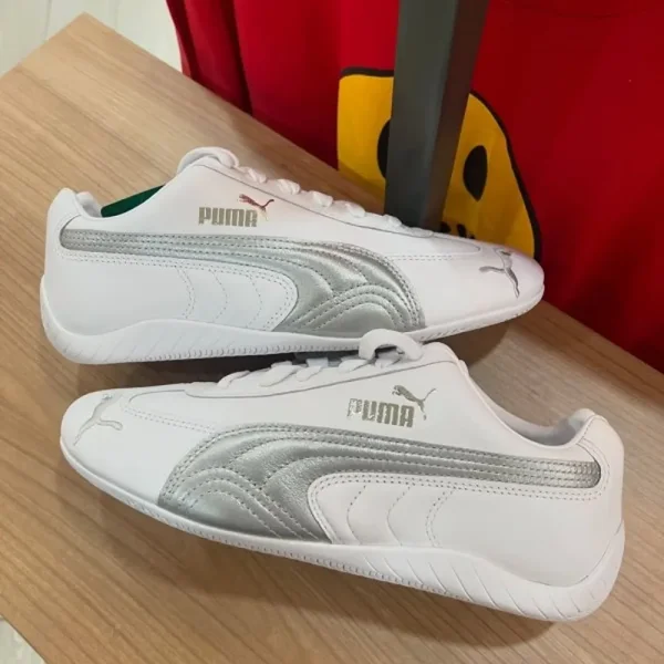 First Copy Puma Speedcat Leather White Silver Shoes (SUP2811)