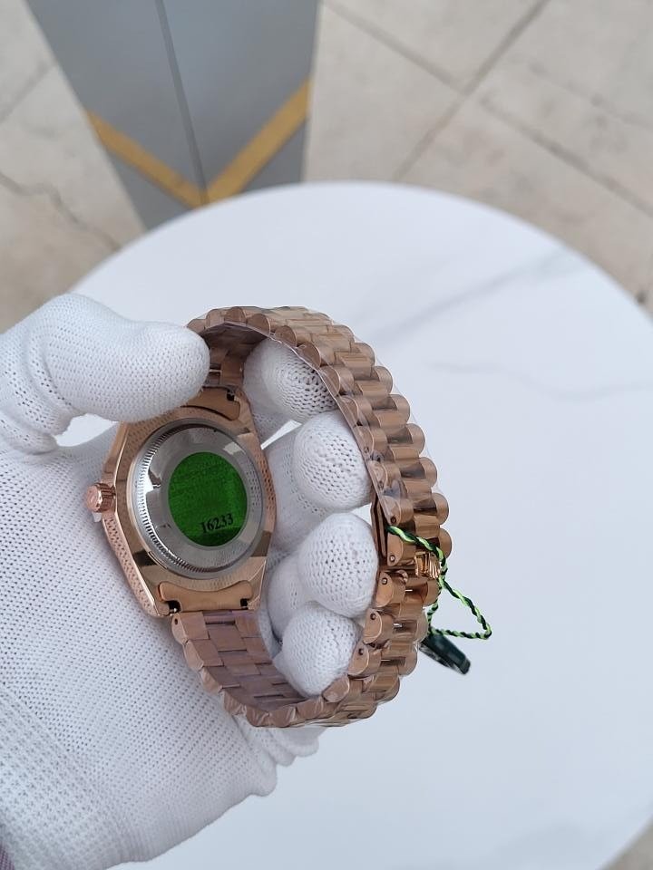 First Copy Rolex Day Date Watch Rose Gold Diamond Brown Dial (SW7861) - Image 2