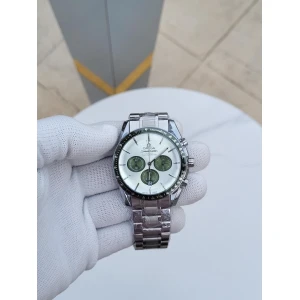 First Copy Omega Speedmaster Watch Chronograph Silver Green (SW8696)