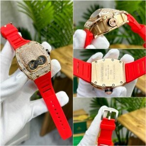 First Copy Richard Mille Watch Red Full Diamond Iced (SW7973)