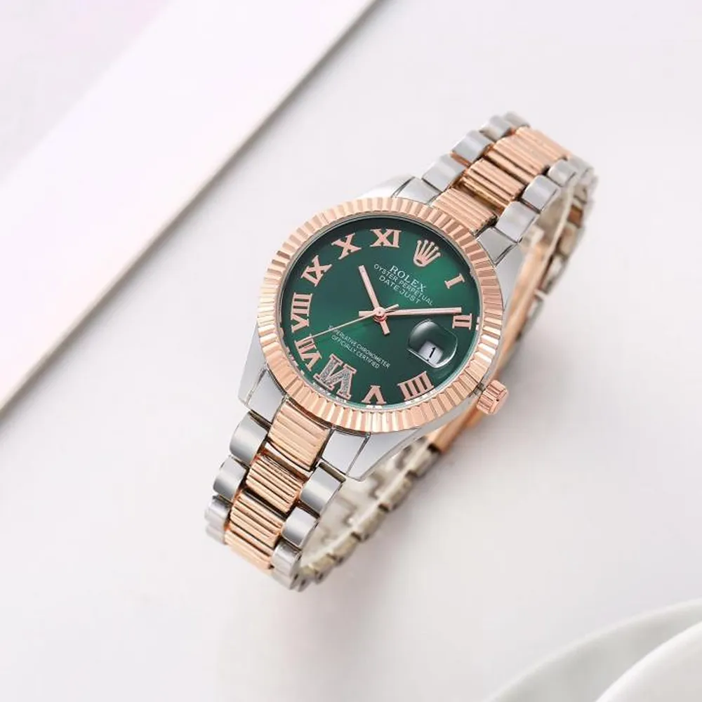 First Copy Rolex Date Just Watch Rose Gold Green (FT1062)