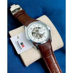 First Copy Tissot Automatic Watch Brown Silver White (SW9414)