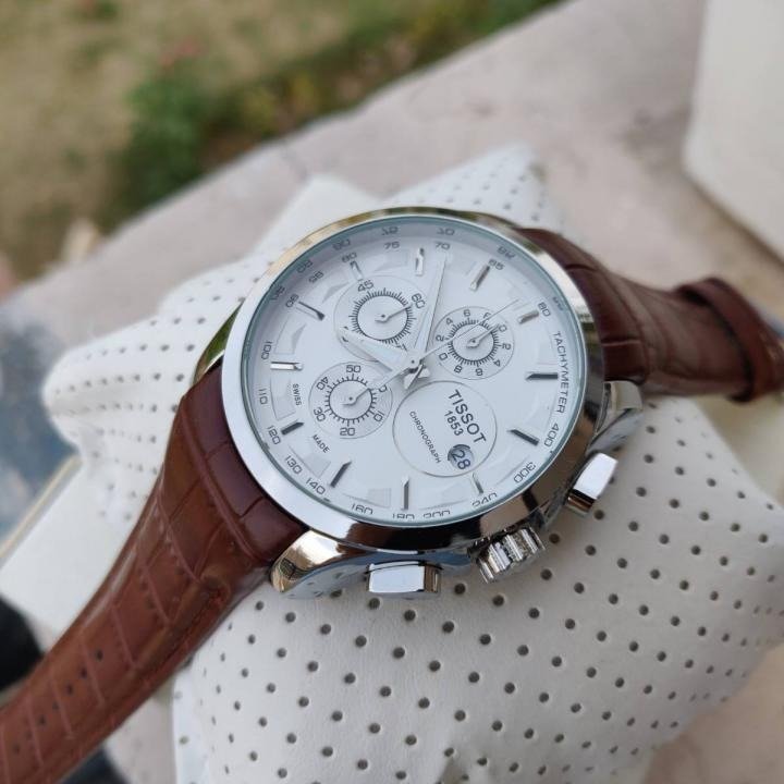 First Copy Tissot Chronograph Watch Brown Silver White (SW9417)