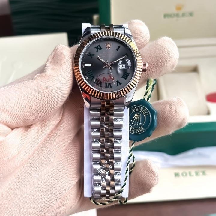 First Copy Rolex Date Watch Rose Grey (SW9917)