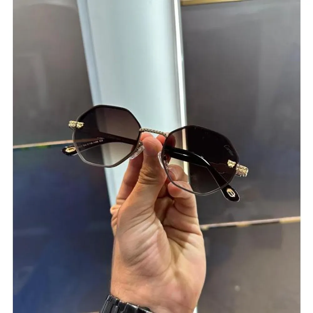 First Copy Cartier Designer Sunglasses Gold Brown Luxury Shade (FT468)