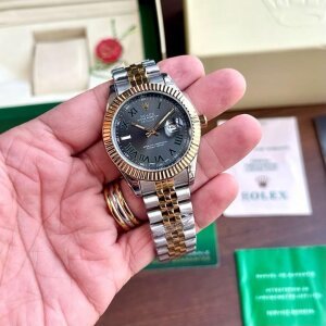 First Copy Rolex Date Watch Gold Grey (SW9918)