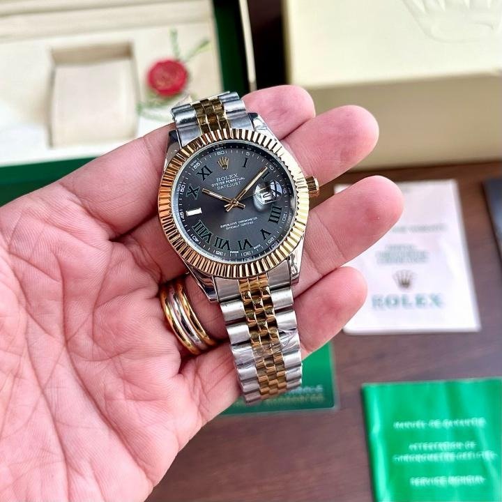 First Copy Rolex Date Watch Gold Grey (SW9918)
