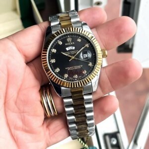 First Copy Rolex Day Date Watch Gold Black (SW9923)