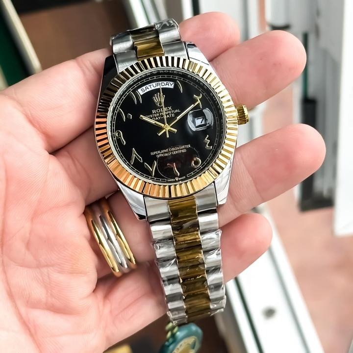 First Copy Rolex Arabic Watch Gold Black (SW9928)