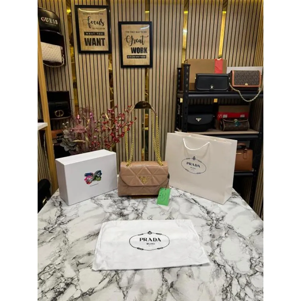 Prada Spectrum Sholuder Bag With Box And Dust Bag Apricot (FT36)