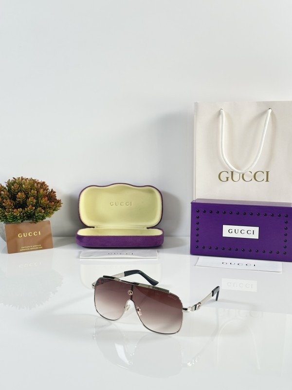 First Copy Gucci Silver Brown Sunglasses (SW9120)