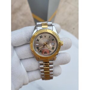 First Copy Rolex Just Date Watch Silver Gold (SW9450)