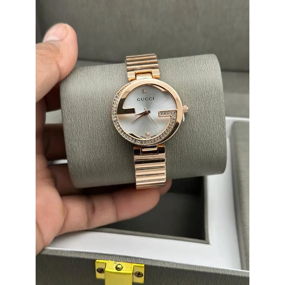 Gucci Diamond Watch Rosegold White (FT1005)