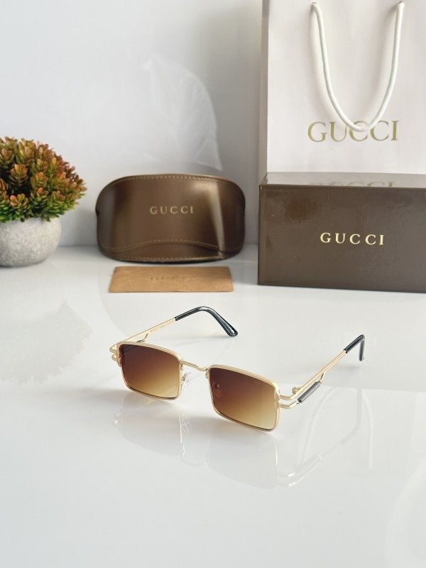 First Copy Gucci Gold Brown Sunglasses (SW9152)