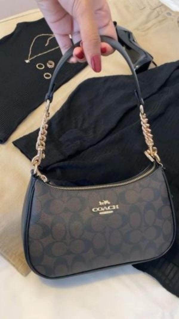 Coach Shoulder Bag Signature Canvas Bag With Box (SW9708)