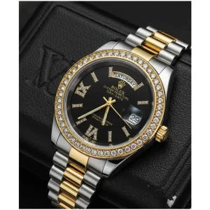 First Copy Rolex Oyster Perpetual Watch Gold Black (FT3052)