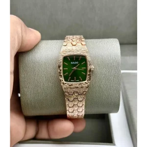 First Copy Rado Square Watch Rosegold Green (FT2513)