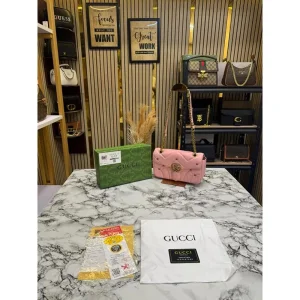 Gucci Marmont Shoulder Bag With Box & Dust Bag Pink (FT2712)