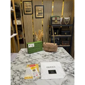 Gucci Marmont Shoulder Bag With Box & Dust Bag Apricot (FT2713)