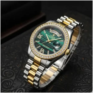First Copy Rolex Oyster Perpetual Watch Gold Green (FT3053)