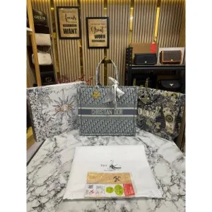 Christian Dior Tote Bag With Box And Dust Bag Grey (FT2219)