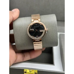 First Copy Gucci Diamond Watch Rosegold Black (FT2504)