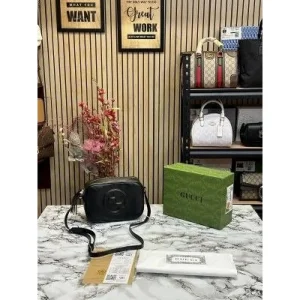 Gucci Leather Handbag With OG Box & Dust Bag Black (FT1282)