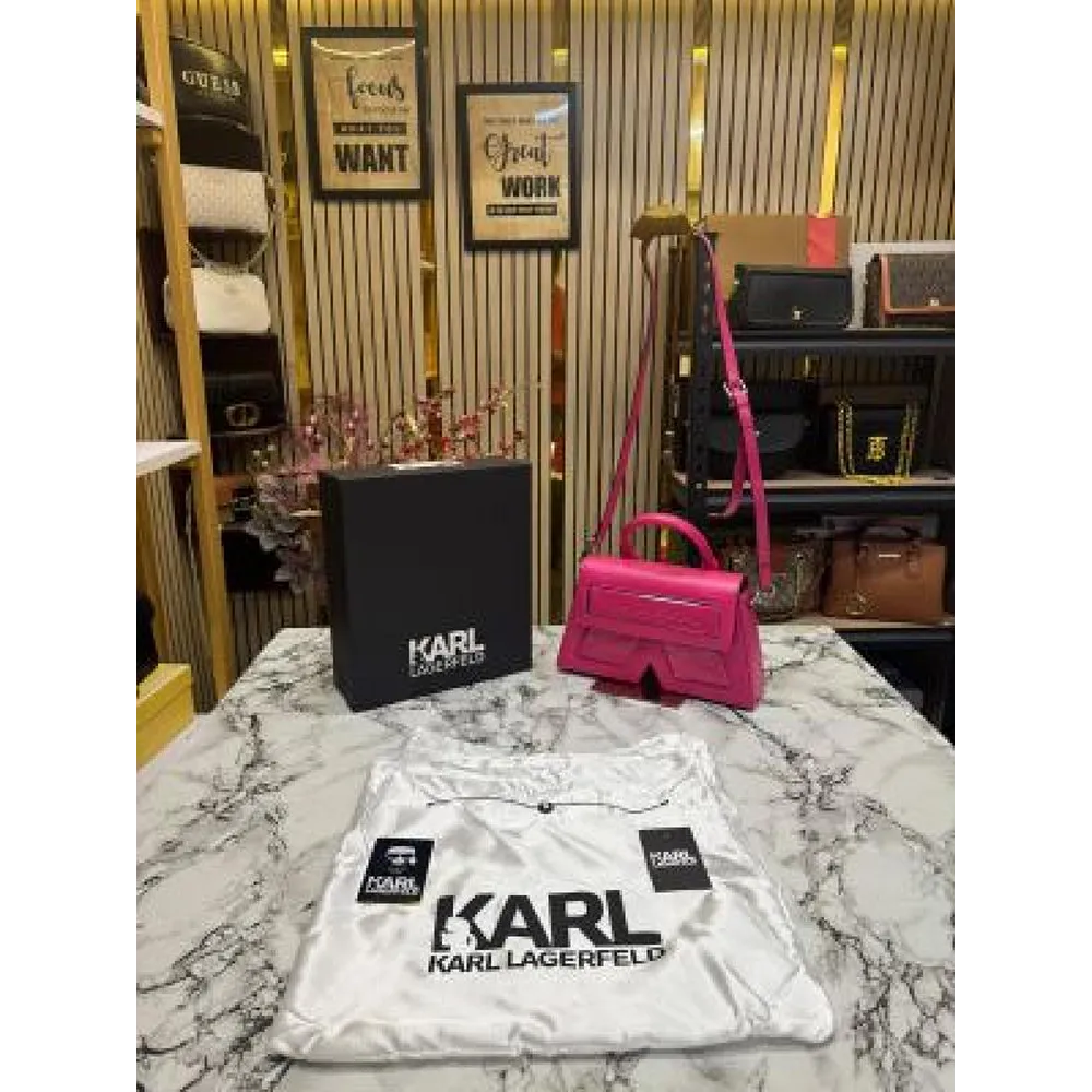Karl Lagerfeld Soulder Bag With Box & Dust Bag Pink (FT2238)