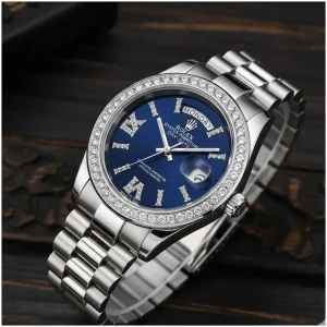 First Copy Rolex Oyster Perpetual Watch Silver Blue (FT3055)