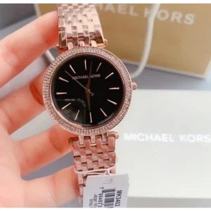 First Copy Michael Kors Darci Watch Rosegold Black Dial (FT2501)