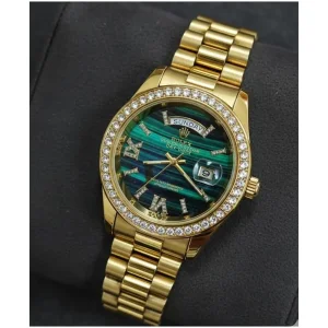 First Copy Rolex Oyster Perpetual Watch Gold Green (FT3058)
