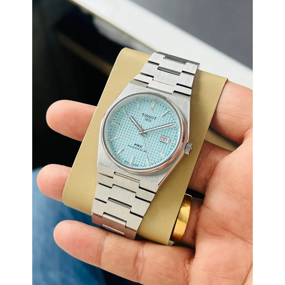 Discover Icy Luxury With Timepiece Tissot Prx Watch Ice Blue Quartz (SUP7253) - Image 3